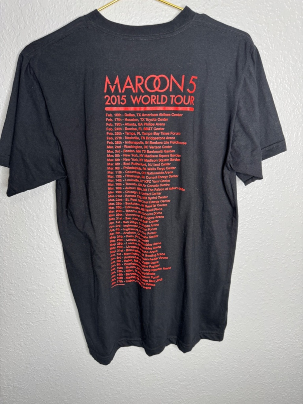 Maroon 5 2015‎ World Tour American Apparel Black  T-Shirt Size Medium - Picture 8 of 10